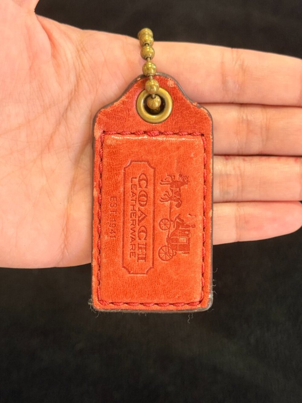 3" Large Y2K Coach Leather Key Fob Bag Charm Keychain Hang Tag/Hangtag